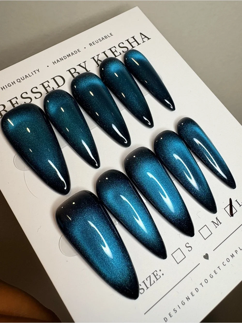 Teal Shimmer Stiletto Press-Ons